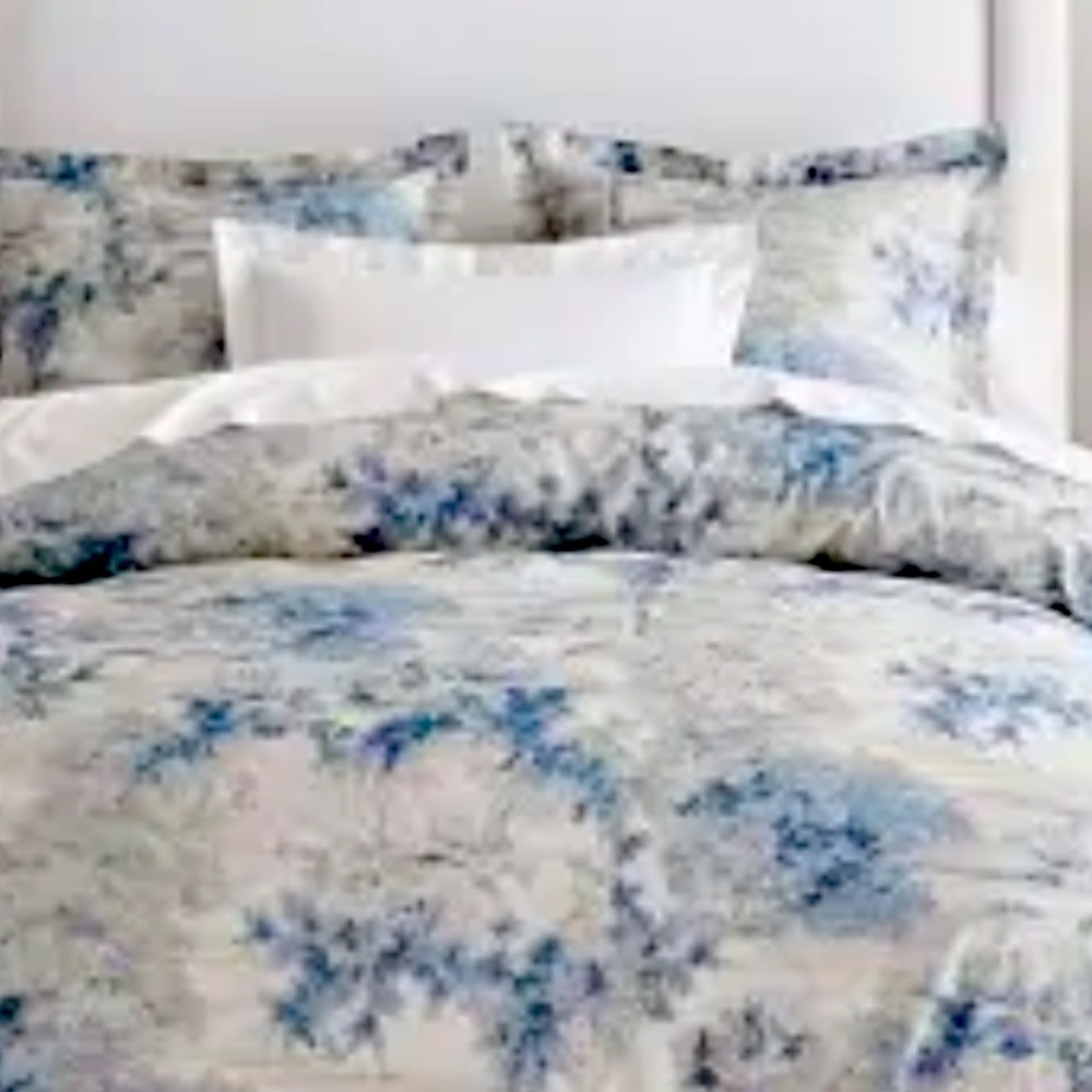 Beautiful like-new Pottery Barn Jardin Toile king duvet
